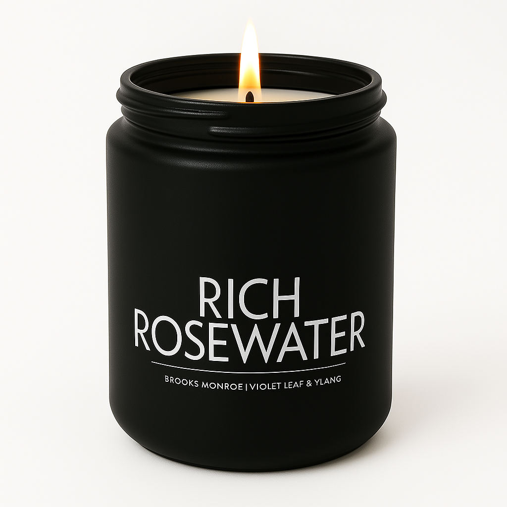 Rich Rose Water - 8 oz. Candle (Amber or Matte Black)