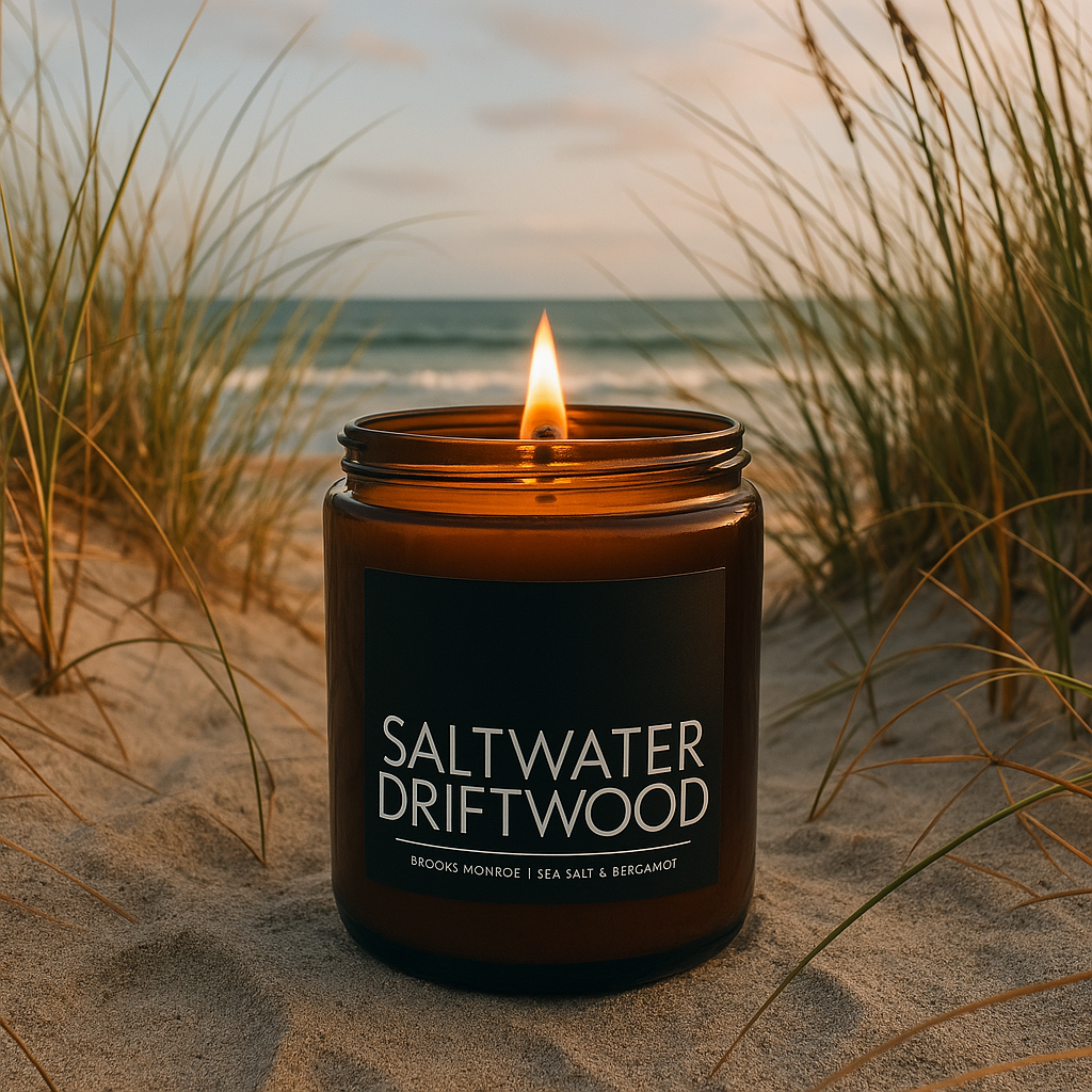Saltwater Driftwood - 8 oz. Candle (Amber or Matte Black)