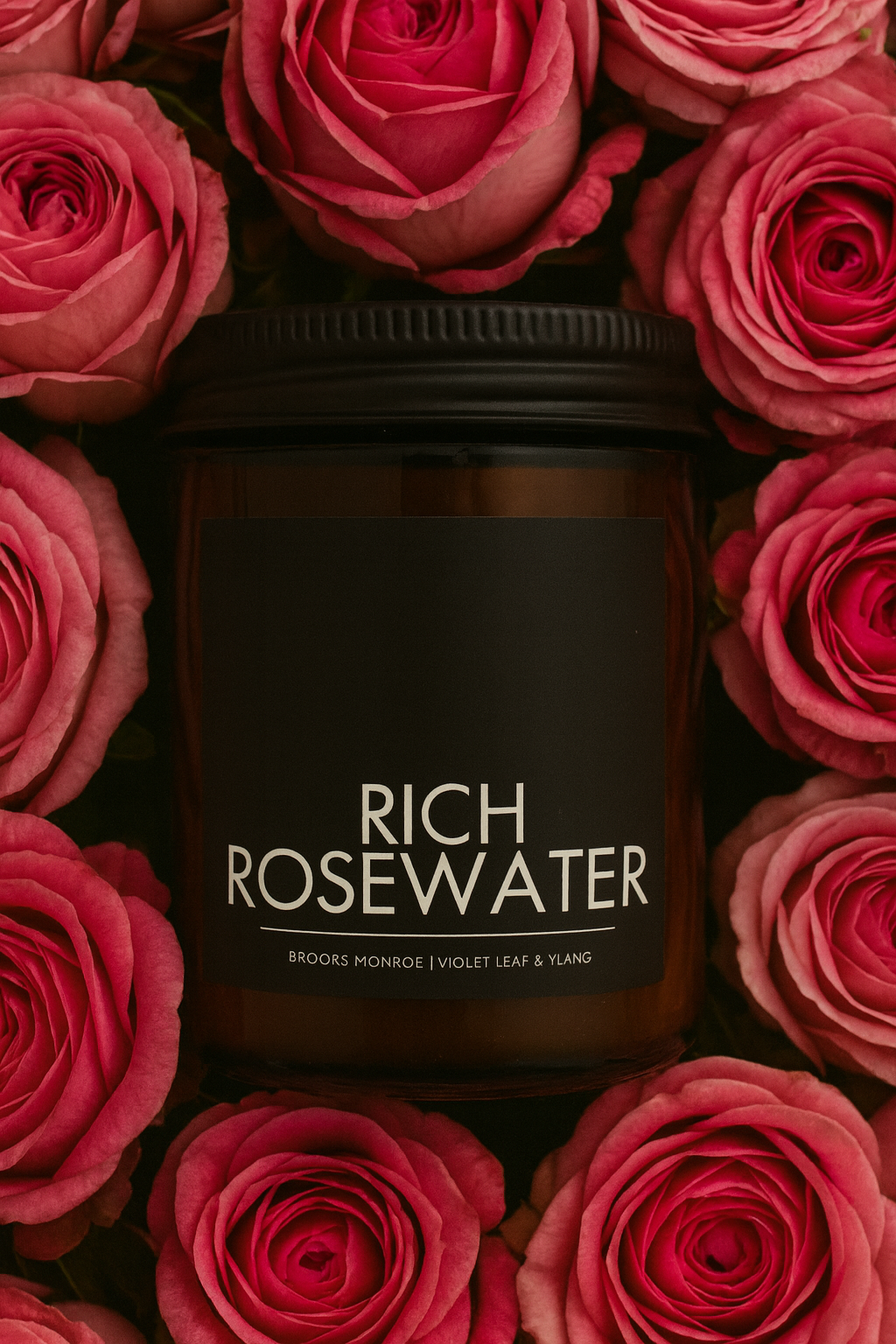 Rich Rose Water - 8 oz. Candle (Amber or Matte Black)