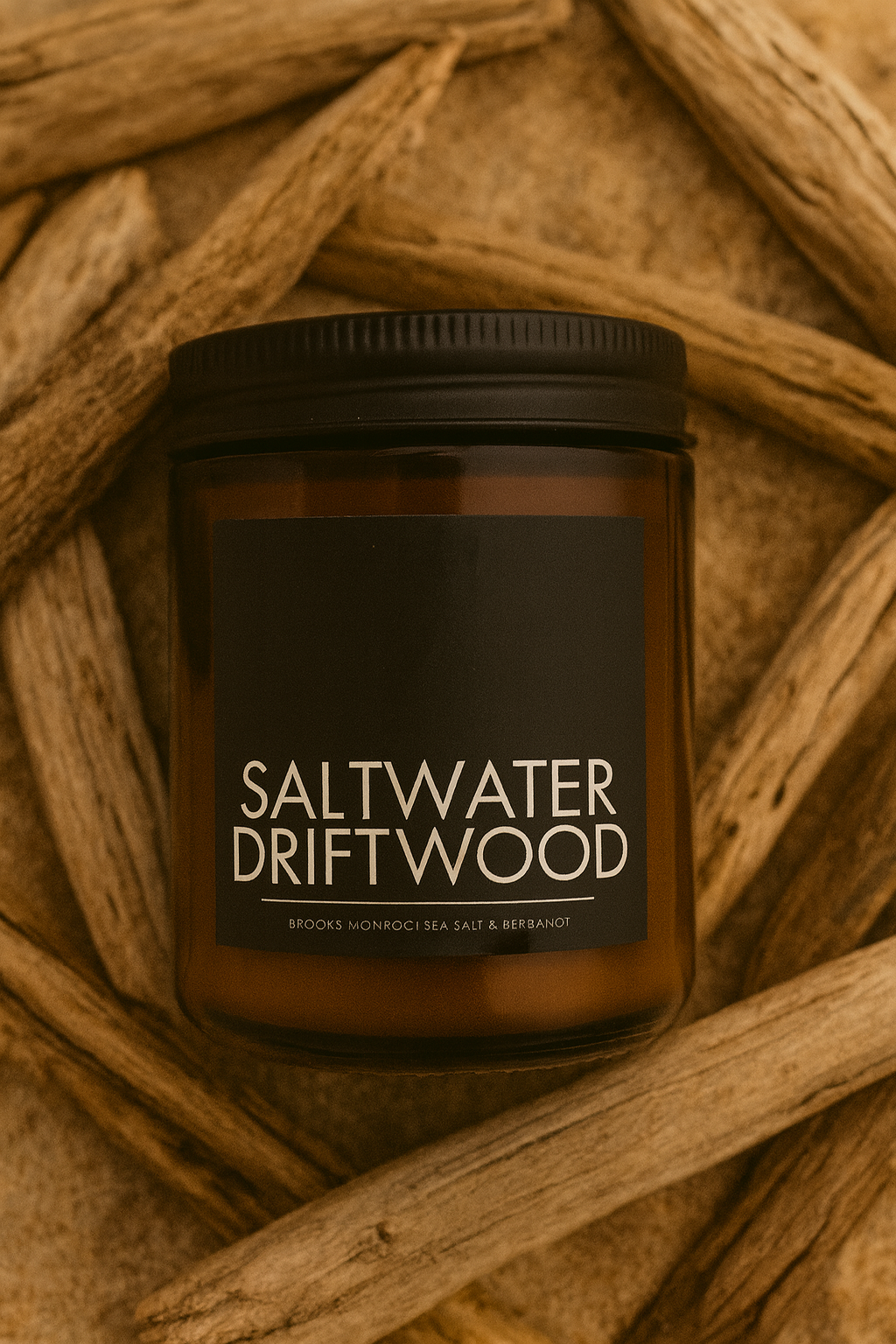 Saltwater Driftwood - 8 oz. Candle (Amber or Matte Black)
