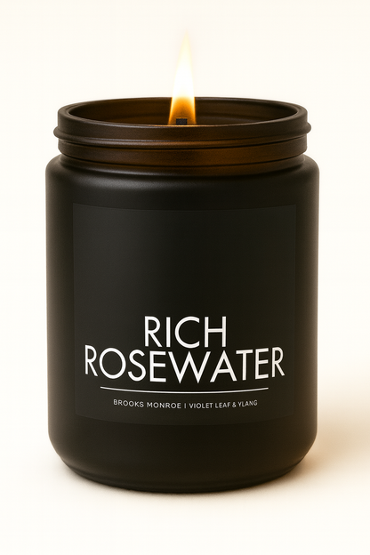 Rich Rose Water - 8 oz. Candle (Amber or Matte Black)