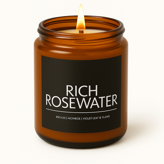 Rich Rose Water - 8 oz. Candle (Amber or Matte Black)
