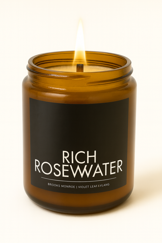 Rich Rose Water - 8 oz. Candle (Amber or Matte Black)